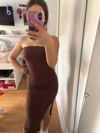 Vestido Marrón Palabra de Honor