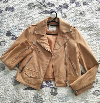 Chaqueta de piel Mango Beige Talla S
