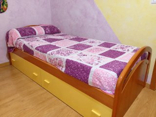 Cama de 90x190 cm con Somier y Cajones macizo