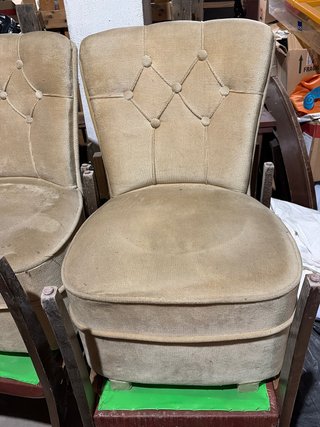 Butaca descalzadora de terciopelo beige 2 unidades