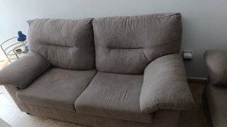 Conjunto de dos sofás de tela gris
