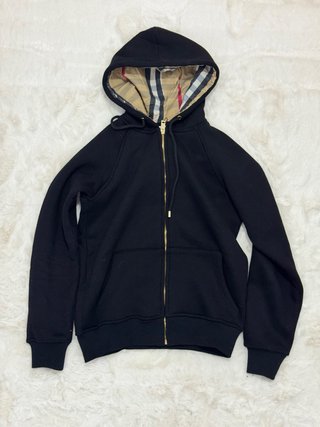 Zip up hoodie com Capuz Burberry Preta