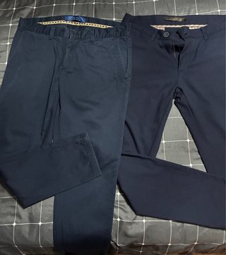 Lote 2 Pantalones Chinos ZARA Azul Marino
