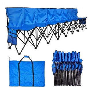 Banco plegable 8 plazas fútbol, azul con bolsillos