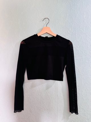 Top Negro Manga Larga Talla S