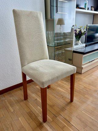 6 Sillas comedor tapizadas beige-madera - 16€/unid