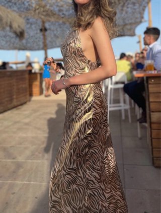 Vestido Estampado Animal Print Dorado