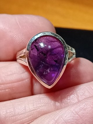 Anillo de Plata de Ley con Piedrra amatista natura