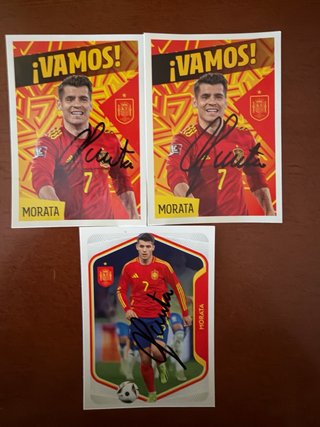 3 Cromos Autografiados Álvaro Morata