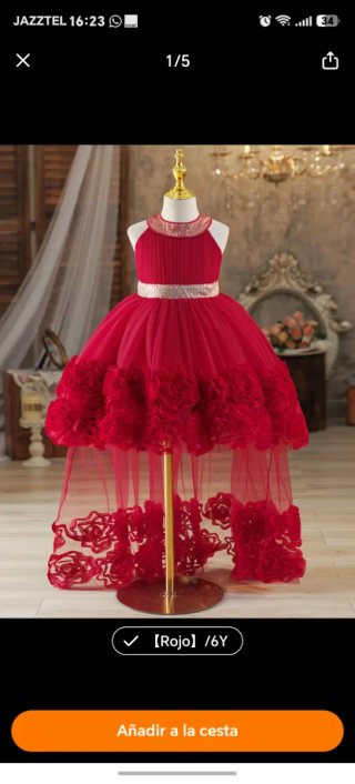 Vestido de fiesta niña rojo talla 6 años
