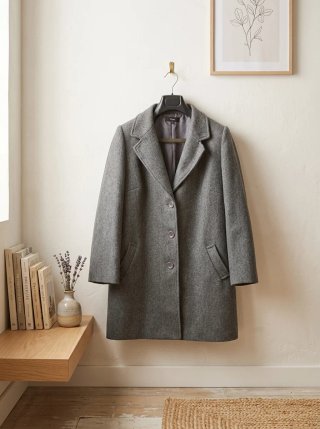 Abrigo de paño gris talla 46