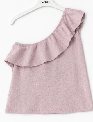 Blusa Asimétrica con Volante Rosa