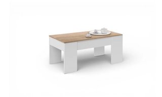Mesa de centro blanca y madera