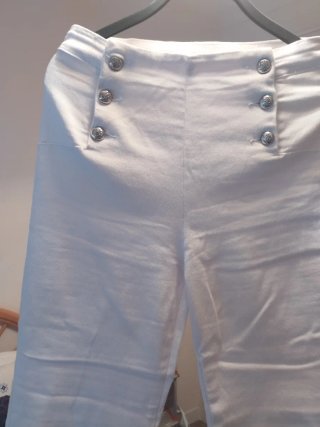 Pantalón Vaquero Blanco Elástico Talla L