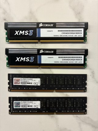 4 Módulos RAM DDR3 1600MHz (Corsair y G.Skill)