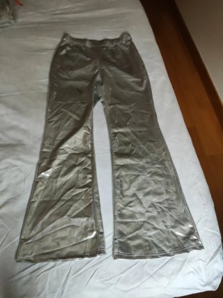 Pantalón Campana Plateado Metalizado Talla L