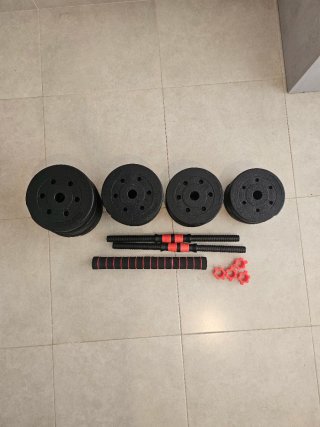 Set de Mancuernas con Discos y Barras