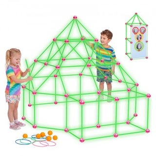 Glow-in-the-Dark Fort Building Kit for Kids, 140PC