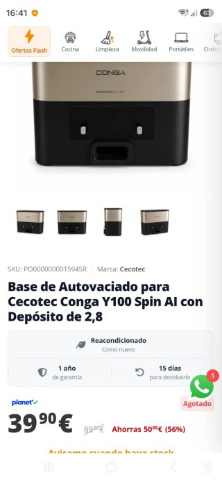 Base de Autovaciado Cecotec Conga Y100 Spin AI
