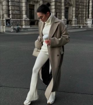 Abrigo largo de paño Zara