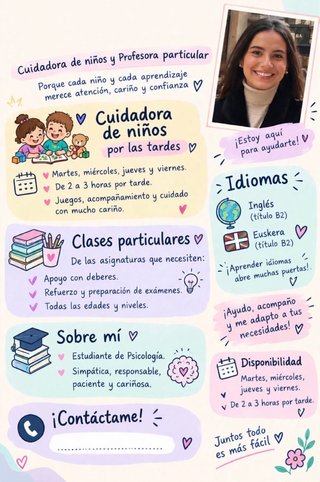 Cuidadora de niños y clases particulares