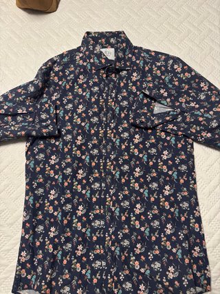 Camisa Estampada Floral Azul Talla M