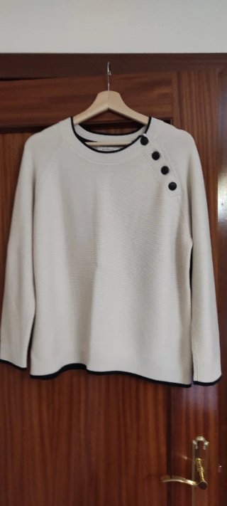 Jersey Mujer Beige Estilo Marinero