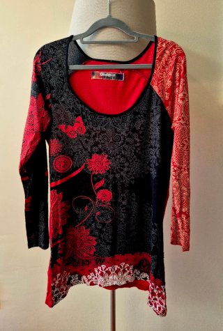 Vestido Desigual Negro y Rojo