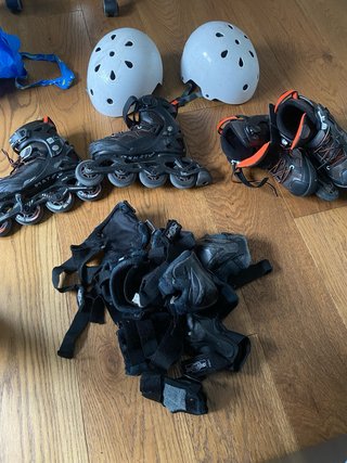 Patines Oxelo Talla 32-35 con Casco y Protecciones