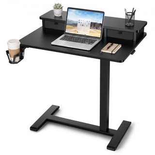 Mesa de cama 70×50 negra, altura regulable y cajón
