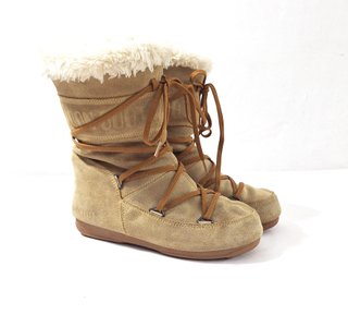 Moon Boot / Botas de ante beige forradas 37