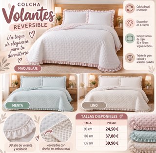 Colcha con Volantes Reversible