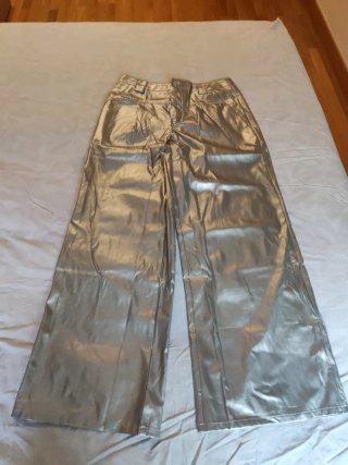 Pantalón Plateado Satinado Talla XL