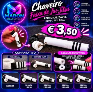 Chaveiro Faixa de Jiu-Jitsu Personalizável