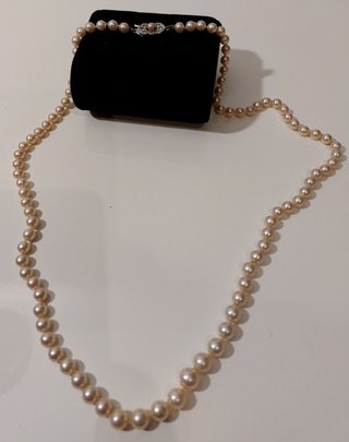 Collar vintage antiguo de 92 perlas de 1950, b. or