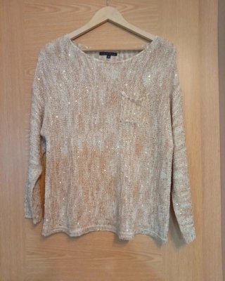 Jersey de punto beige Tintoretto con lentejuelas