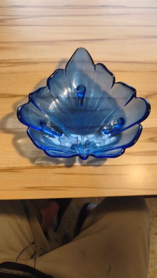 Centro de mesa cristal azul midcentury