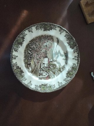 Plato de cerámica con paisaje 7 unidades