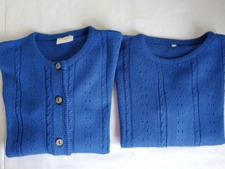 Conjunto de Punto Azul dos piezas, suéter chaqueta
