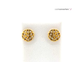 pendientes oro 18k con piedra con circonita