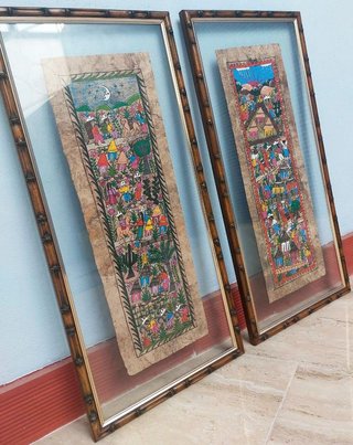Cuadros Mexicanos antiguos pintados en corteza 75s