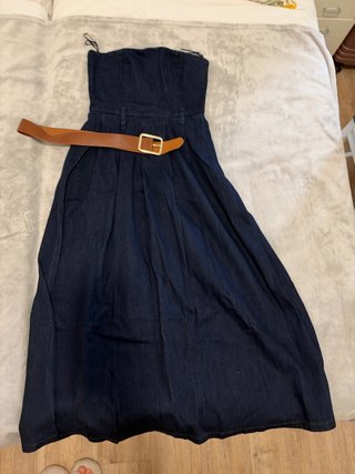 Vestido vaquero largo Zara con cinturón