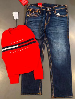 Pack Sudadera Tommy Vintage y Jeans True Religion.