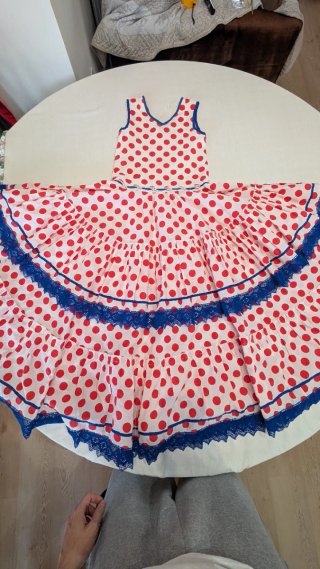 528 Vestido de flamenca blanco y rojo 36/S