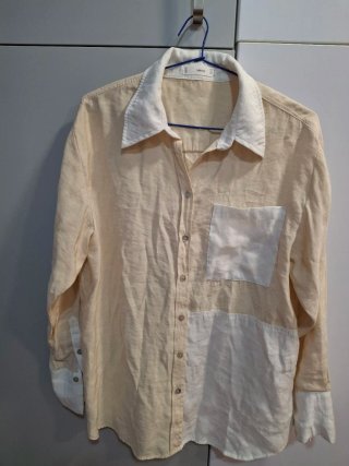 Camisa Mango Blanca y Amarilla Talla M