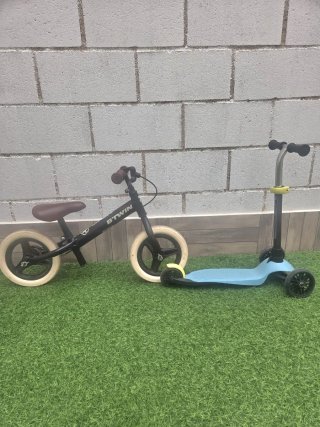 Bicicleta sin pedales B'Twin y patinete