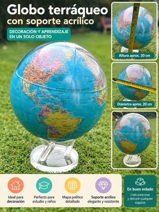 Globo Terráqueo con Soporte Acrílico 20 cm