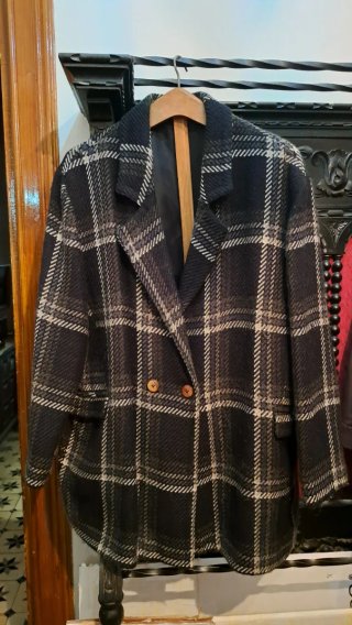 Chaquetón Vintage de Cuadros Blanco y Negro