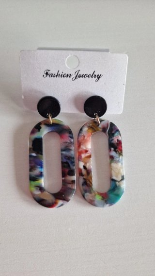 Pendientes Largos Ovalados Multicolor