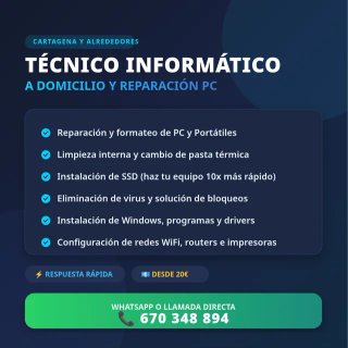 Técnico informático a domicilio y soporte IT